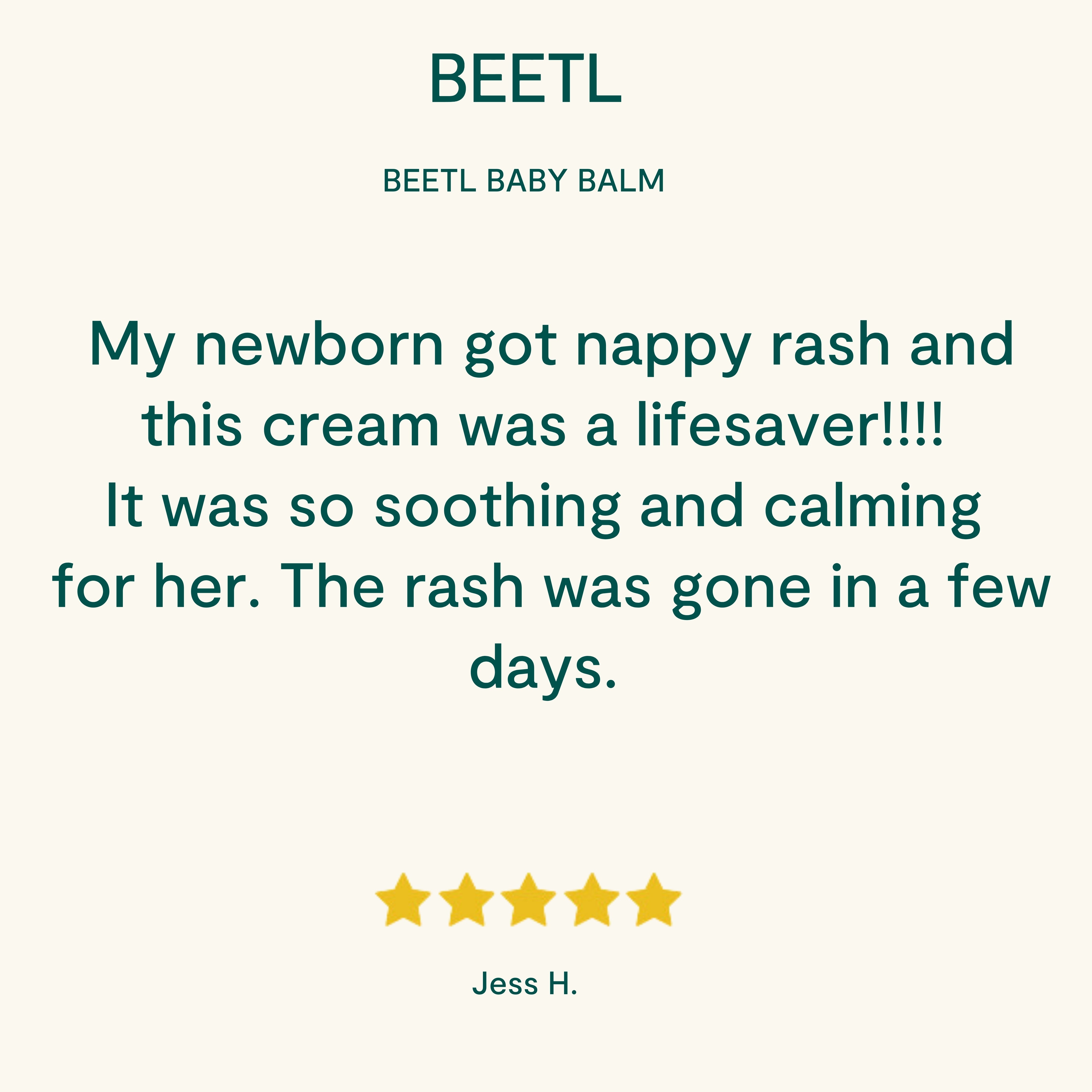 BEETL Baby Balm 75g jar showing smooth, creamy texture and natural ingredients, designed for gentle baby skin care.