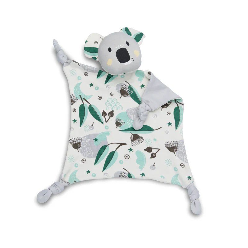 Kippins Banjo organic cotton baby comforter cuddle blankie with soft, textured fabric and adorable animal design for infants.