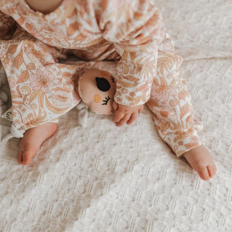 Kippins Coco Kippin organic cotton baby comforter cuddle blankie with soft, textured fabric and adorable design for infants.