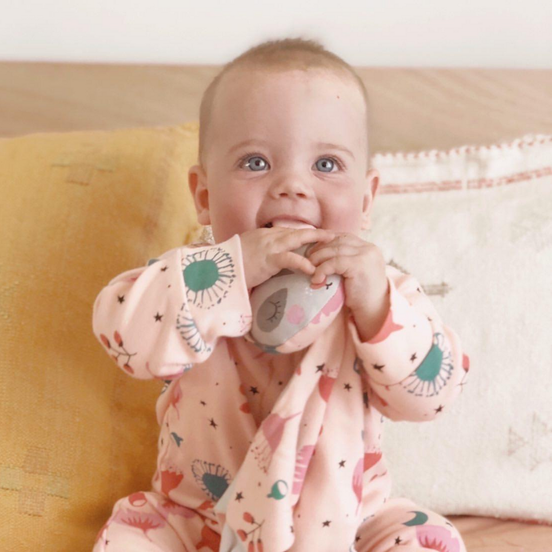 Kippins Floss long sleeve KipZip romper for babies, featuring soft fabric and comfortable fit, perfect for everyday wear.