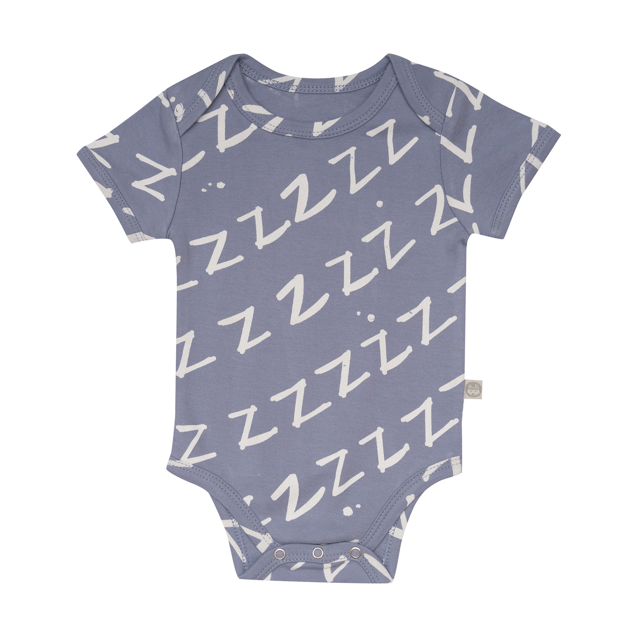 Kippins Bam short sleeve bodysuit for babies, size 0-3 months, in soft fabric with playful print, designed for comfort and easy dressing.