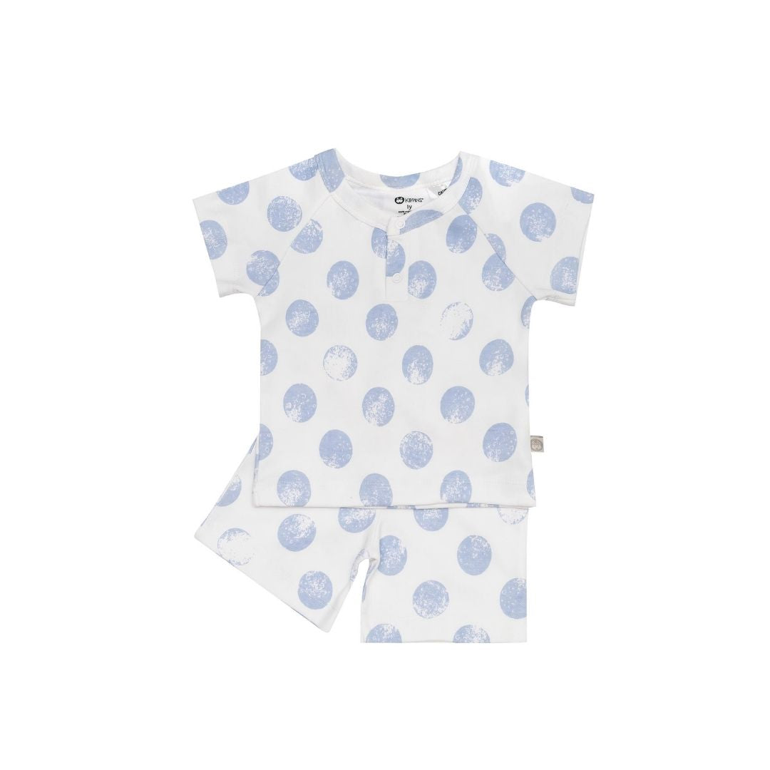 Kippins Luna organic cotton short pajamas for babies, size 1, soft and comfortable baby sleepwear with playful print