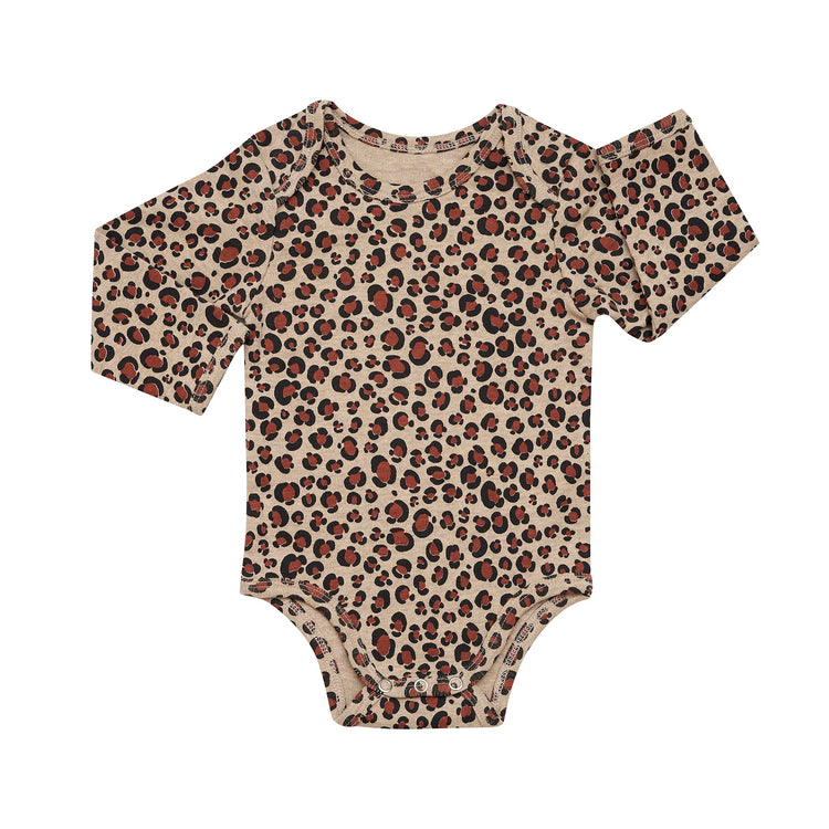Long Sleeved Organic Bodysuit - Leopard (PREORDER) (7621177409785)